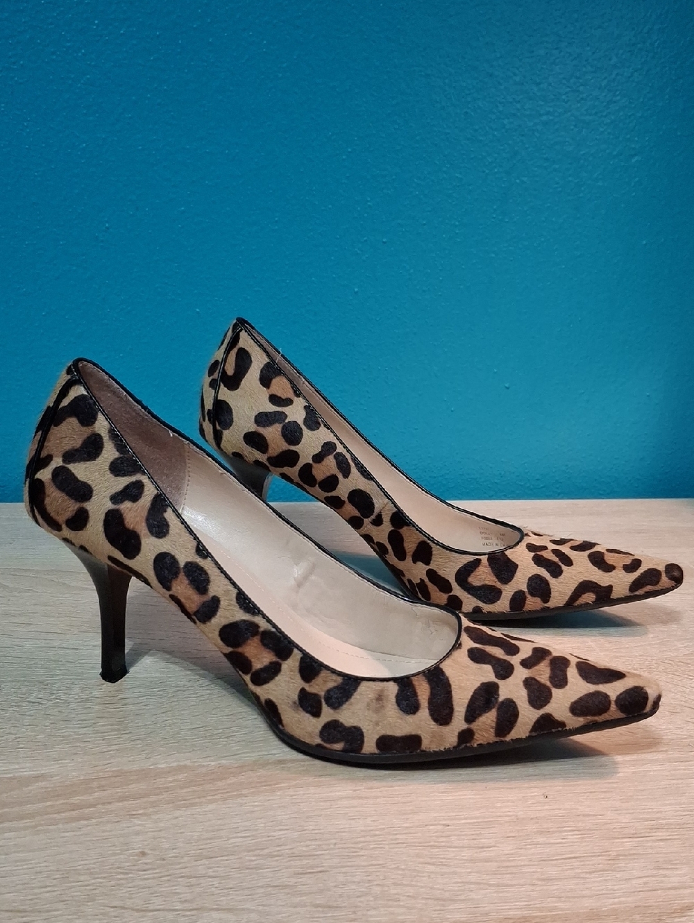 Calvin Klein DOLLY Leopard Print Pumps in Tan and Black